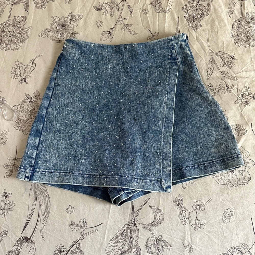 Vici Embellished Denim Skort